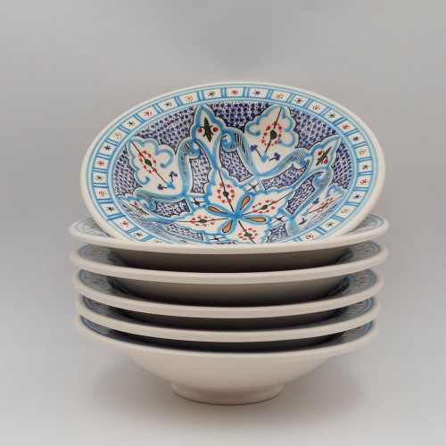 Lot de 6 assiettes Tebsi Marocain turquoise - D 23 cm