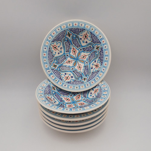 Lot de 6 assiettes Tebsi Marocain turquoise - D 23 cm