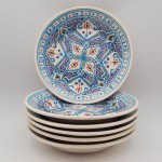 Lot de 6 assiettes creuses Marocain turquoise - D 24 cm