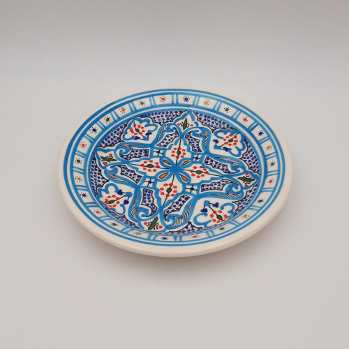 Assiette à entrée ou dessert Marocain turquoise - D 20 cm