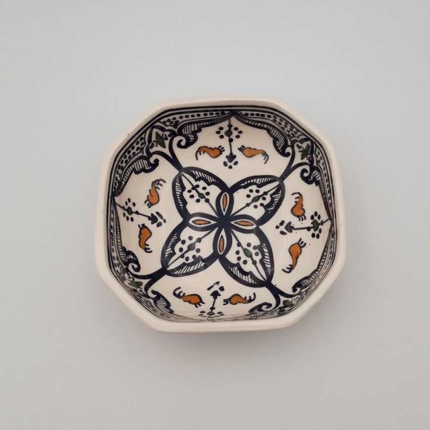 Plat octogonal Marocain noir - L 15 cm