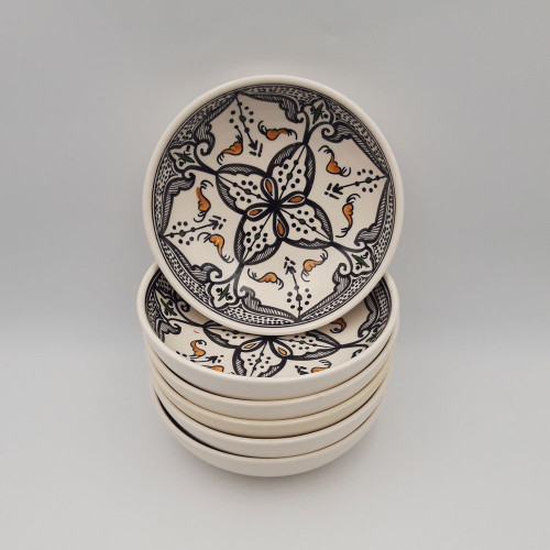 Lot de 6 assiettes creuses jatte Marocain noir - D 20 cm