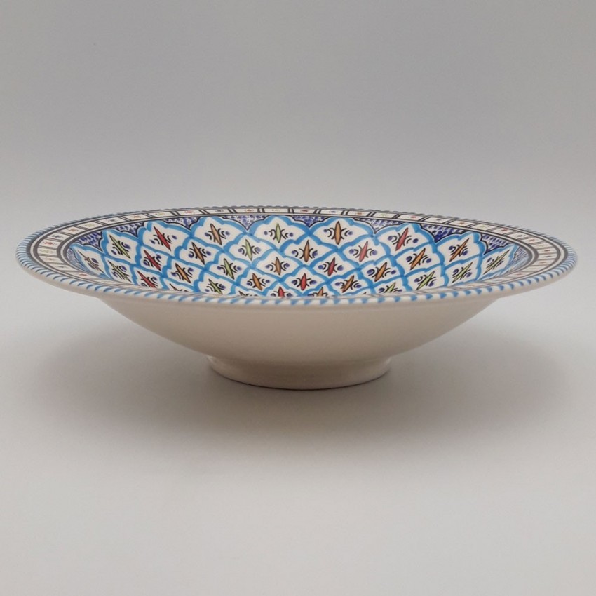 Plat traditionnel Tebsi Bakir turquoise - D 37 cm