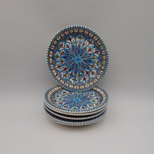 Lot de 6 assiettes à entrée ou dessert Bakir turquoise - D 20 cm