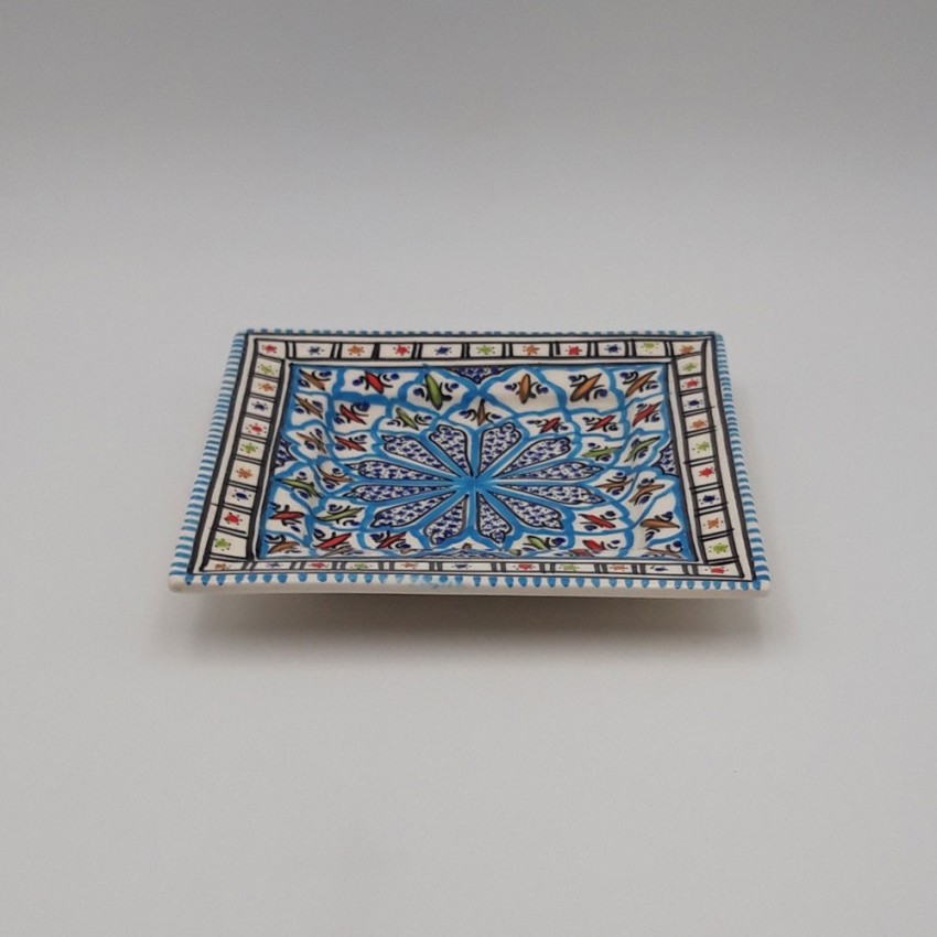 Assiette carrée Bakir turquoise - L 19 cm