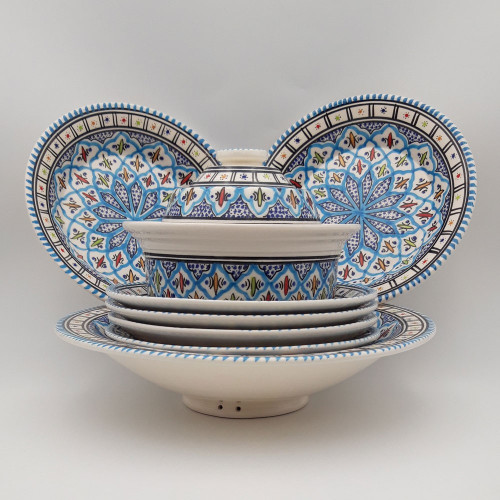 Service à couscous assiettes creuses Bakir turquoise - 6 pere