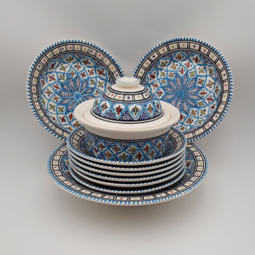 Service à couscous assiettes creuses Bakir turquoise -  pers