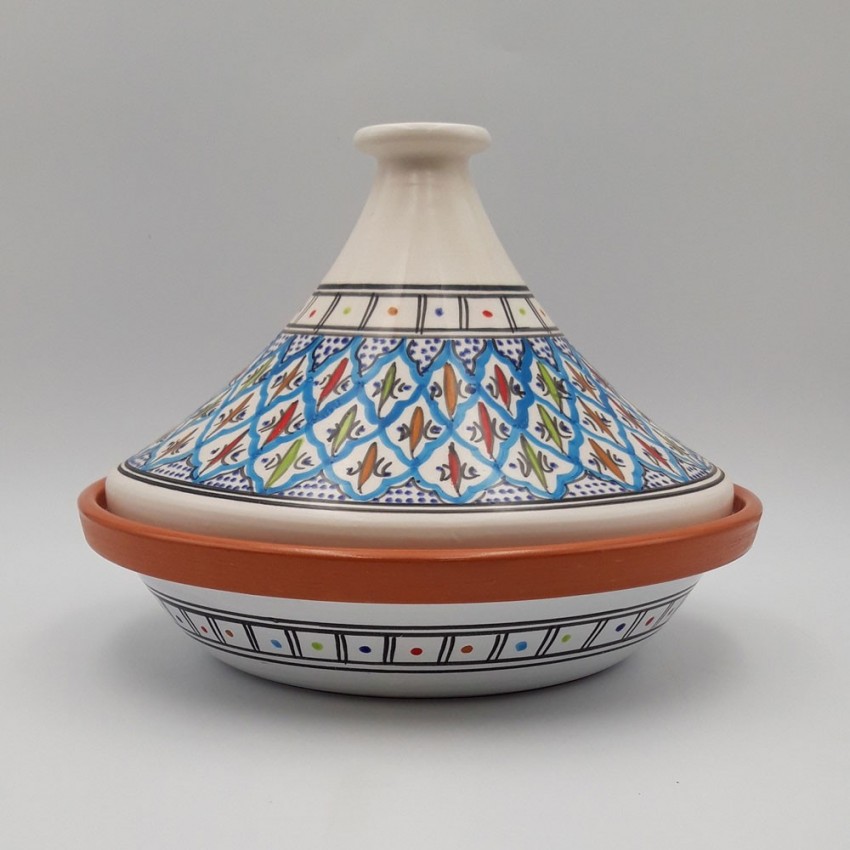 Tajine Bakir turquoise - D 31 cm traditionnel