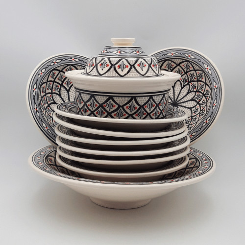 Service à couscous assiettes Tebsis Bakir gris - 8 pers
