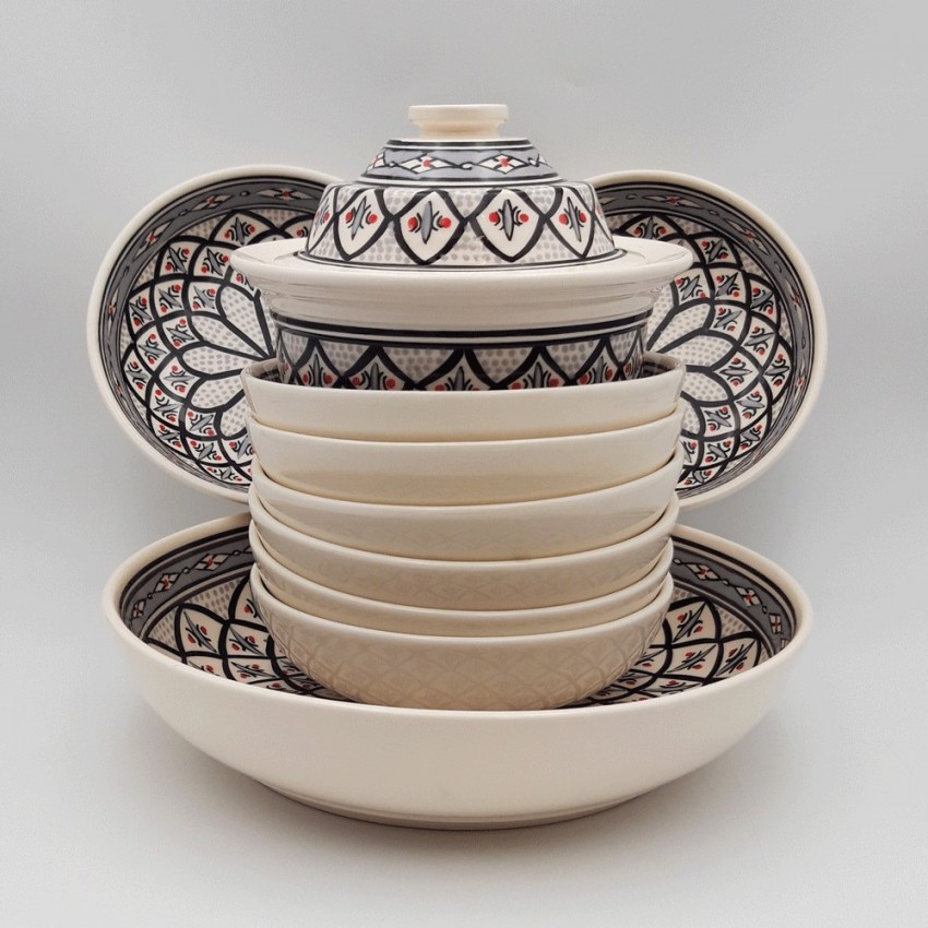 Service à couscous assiettes jattes Bakir gris - 8 pers