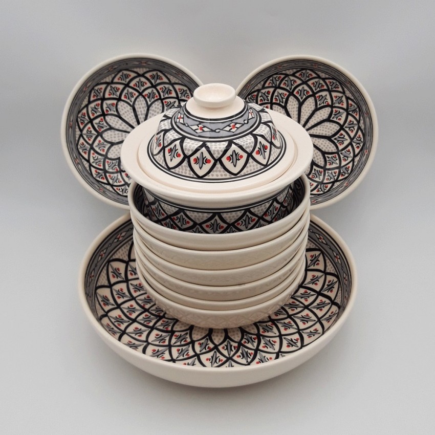 Service à couscous assiettes jattes Bakir gris - 8 pers