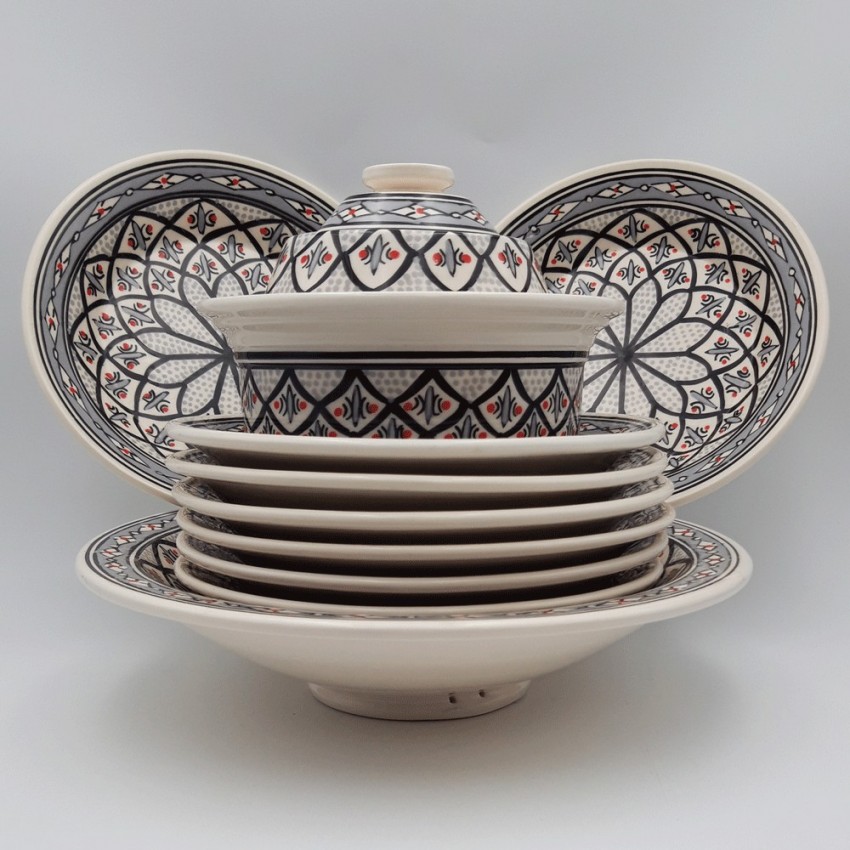 Service à couscous assiettes creuses Bakir gris - 8 pers