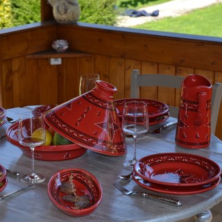 Assiette creuse Tatoué rouge - D 24 cm