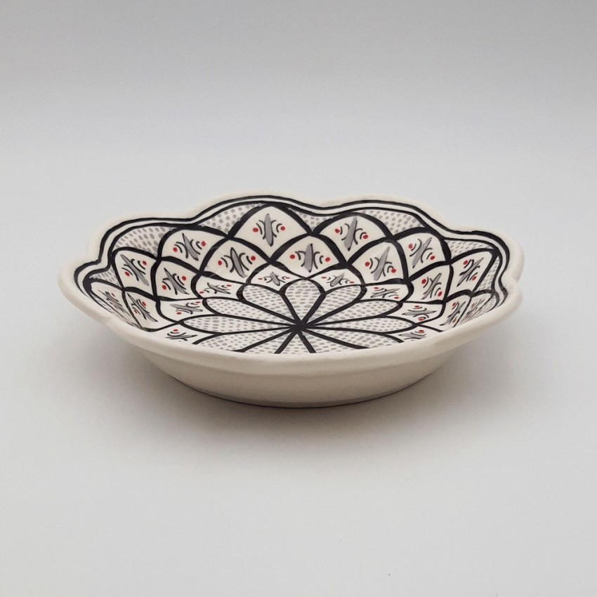 Assiette creuse fleur Bakir gris - D 23 cm