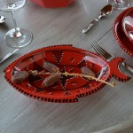 Plat poisson Tatoué rouge - L 33 cm