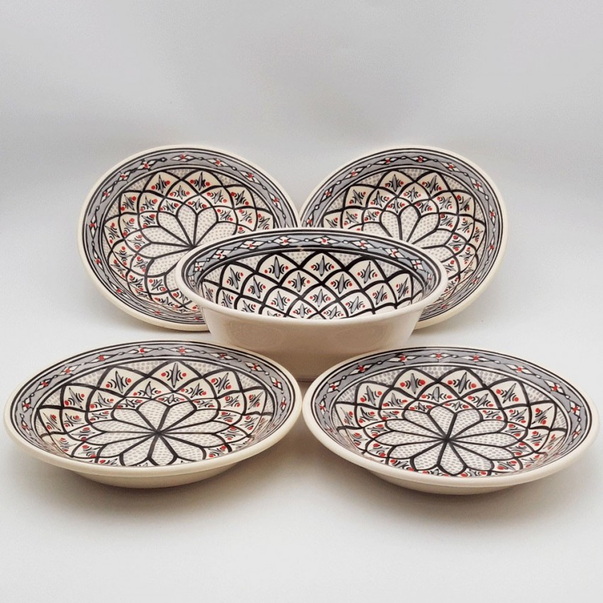 Service à couscous assiettes creuses Tebsis Bakir gris - 4 pers