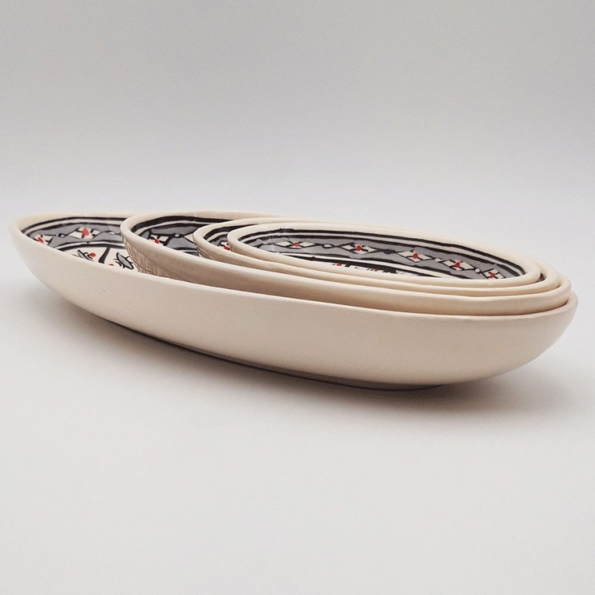 Lot de 4 plats ovales Bakir Gris