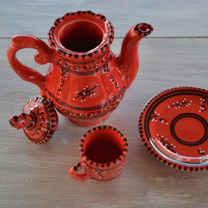 Service à café Tatoué rouge