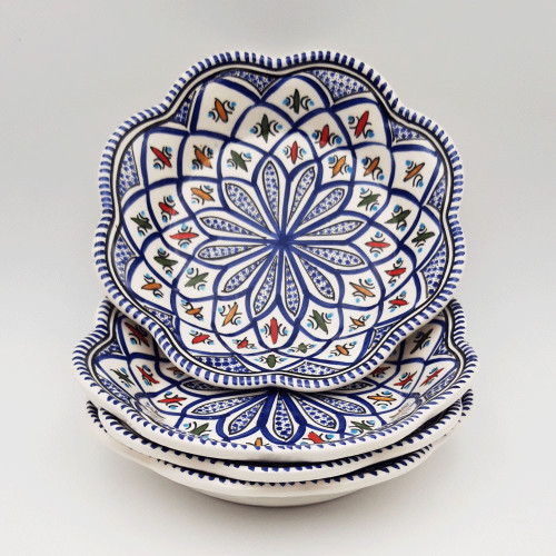 Lot de 4 assiettes creuses fleur Bakir bleu - D 23 cm
