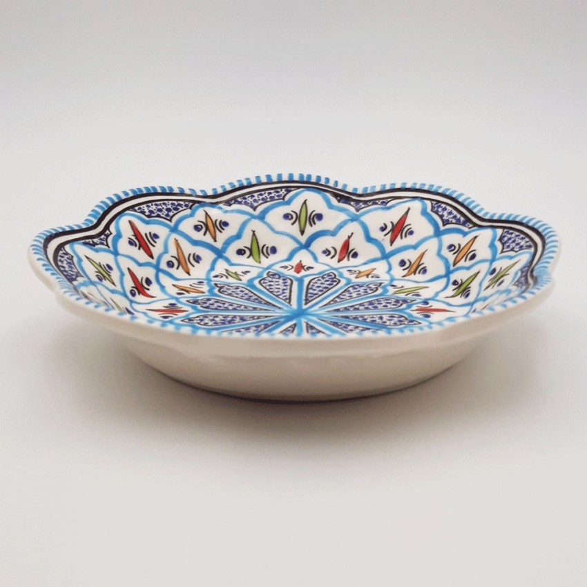 Assiette creuse fleur Bakir turquoise - D 23 cm