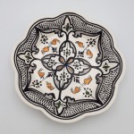 Assiette creuse fleur Marocain noir - D 23 cm