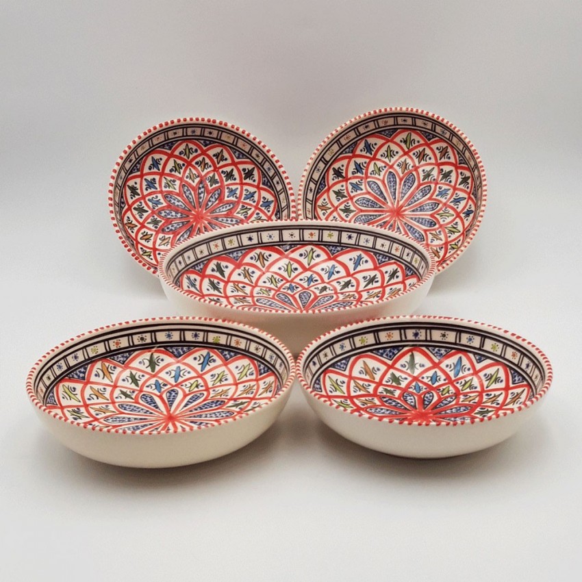Service à couscous assiettes jattes Bakir rouge - 4 pers