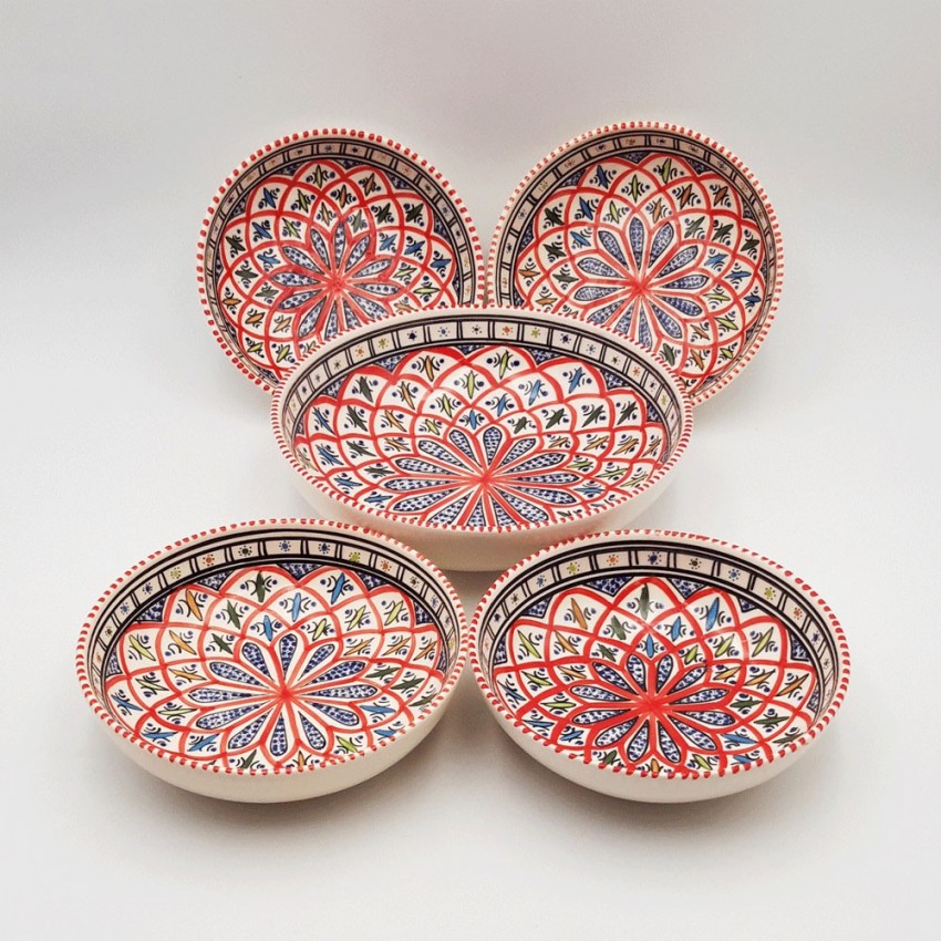 Service à couscous assiettes jattes Bakir rouge - 4 pers