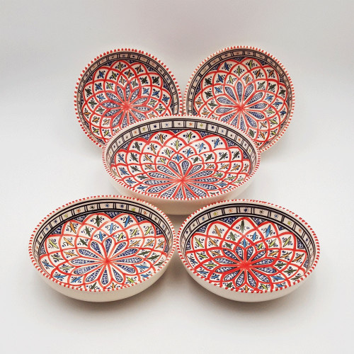 Service à couscous assiettes jattes Bakir rouge - 4 pers