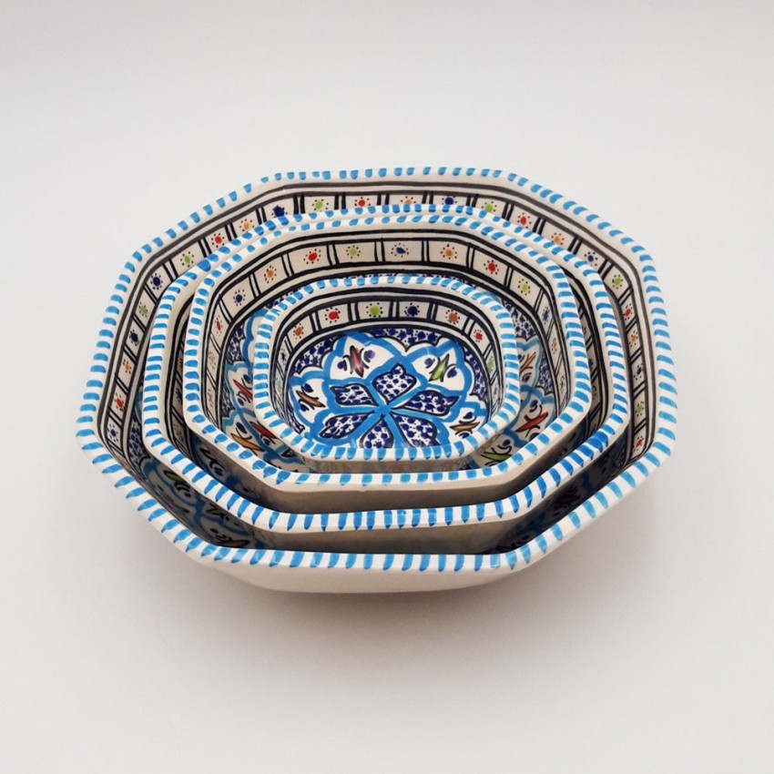 Lot de 4 plats octogonales Bakir turquoise