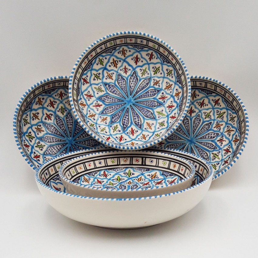 Service à couscous assiettes jattes Bakir turquoise - 4 pers