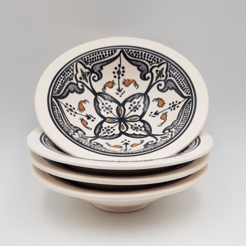 Lot de 4 assiettes creuses Tebsi Marocain Noir - D 23 cm