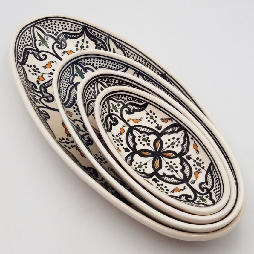 Lot de 4 plats ovales Marocain Noir