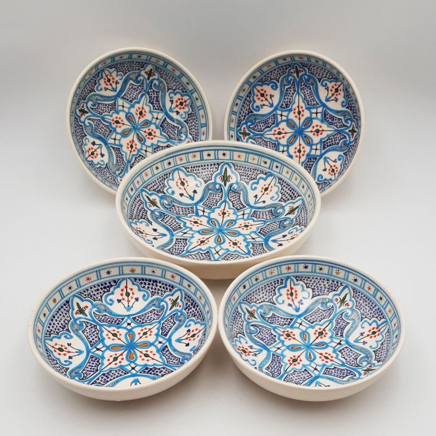 Service à couscous assiettes jattes Marocain Turquoise - 4 pers