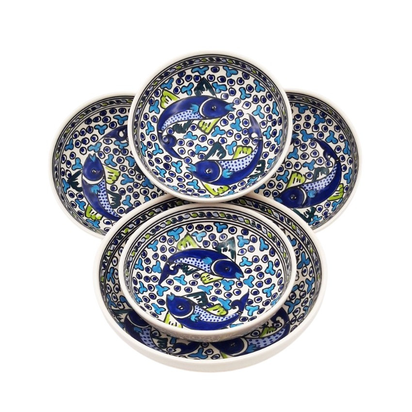 Service à couscous artisanal Poissons Bleus – Vaisselle fait main