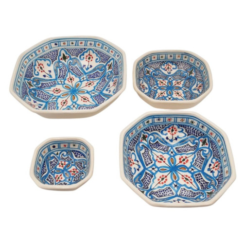 Lot de plats de service octogonaux artisanaux – Vaisselle fait main