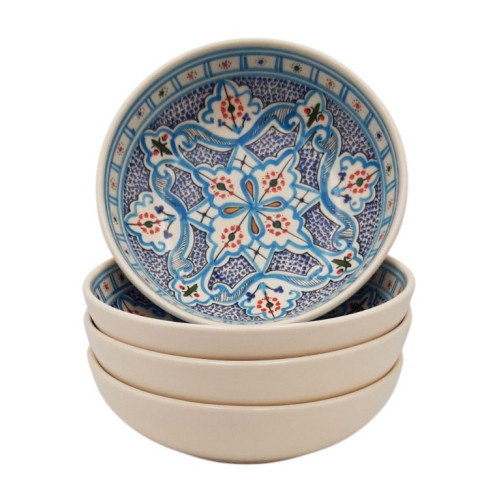 Lot de 4 assiettes creuses Jatte Marocain Turquoise - D 20 cm