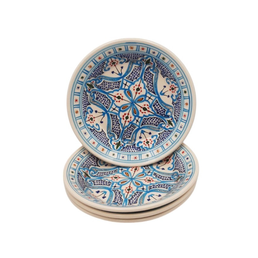 Lot de 4 assiettes creuses Marocain Turquoise - D 24 cm