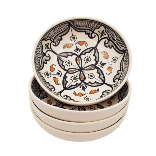 Lot de 4 assiettes creuses Jatte Marocain Noir - D 20 cm