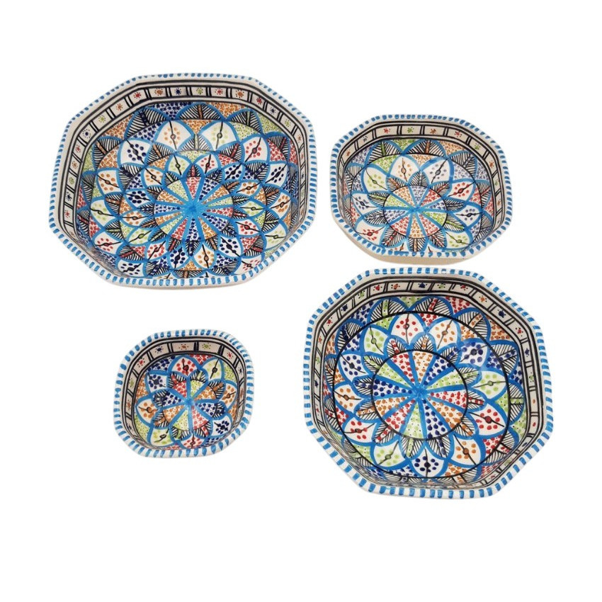 Lot de 4 plats octogonales Bakir royal