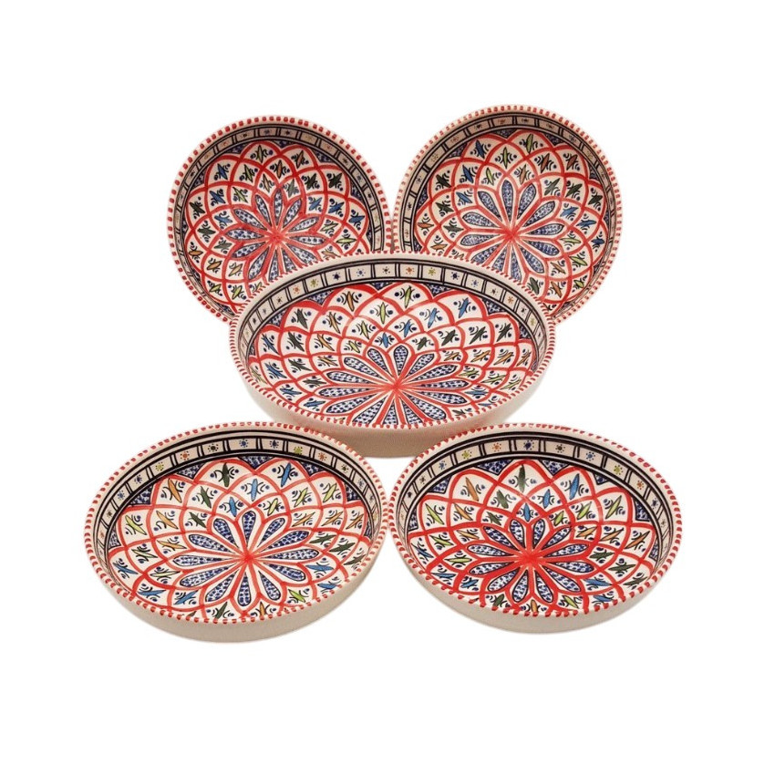 Service à couscous assiettes jattes Bakir rouge - 4 pers