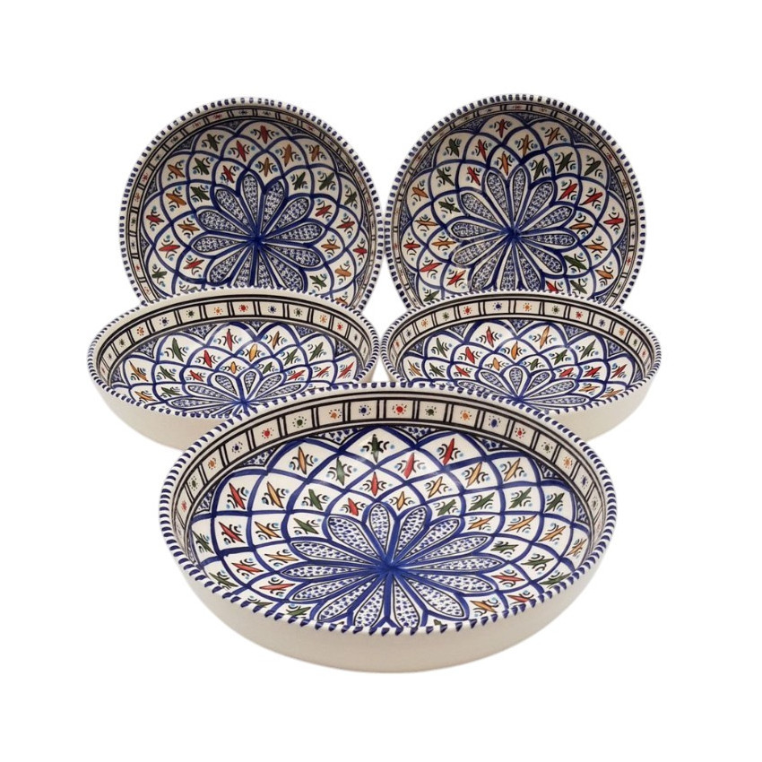 Service à couscous assiettes jattes Bakir bleu - 4 pers