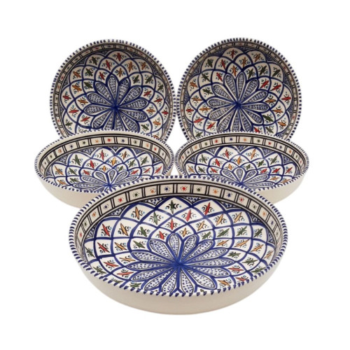 Service à couscous assiettes jattes Bakir bleu - 4 pers