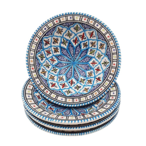Lot de 4 assiettes creuses Tebsi Bakir turquoise - D 23 cm
