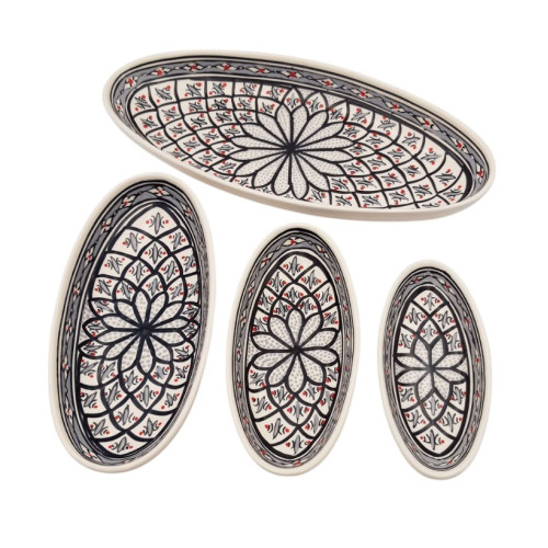 Lot de 4 plats ovales Bakir Gris 2