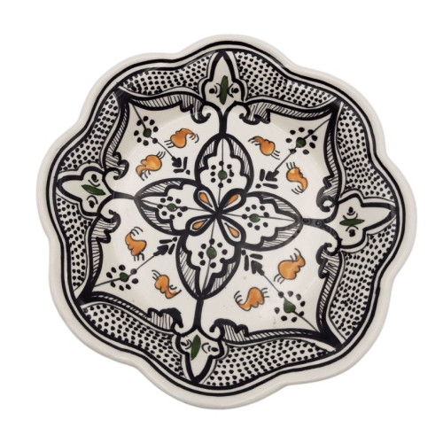 Assiette creuse fleur Marocain noir - D 23 cm