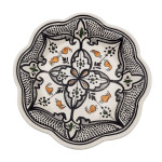 Assiette creuse fleur Marocain noir - D 23 cm