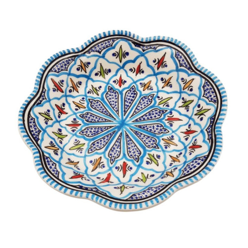 Assiette creuse fleur Bakir turquoise - D 23 cm
