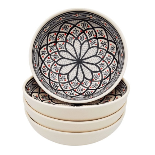 Assiettes creuses Bakir Gris – Lot de 4 jattes artisanales | YODECO