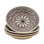 Assiettes creuses Bakir Gris 24 cm – Lot de 4 | Vaisselle artisanale