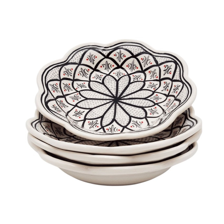 Lot de 4 assiettes creuses fleur Bakir gris - D 23 cm